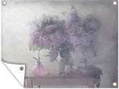 Tuinposter - Tuindoek - Tuinposters buiten - Bloemen - Tafel - Stilleven - 120x90 cm - Tuin