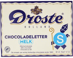 Droste Chocolade Letter Melk 135 gram - Letter S - 12 stuks