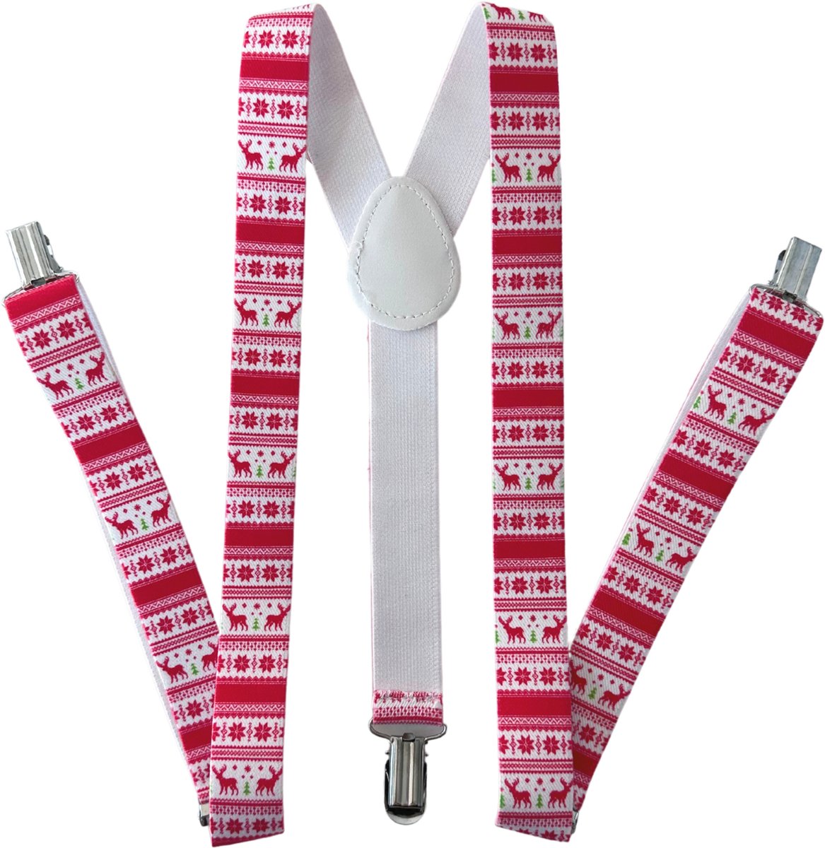 3BMT® Kerst Bretels Heren - Wit - Rood - Bretels voor je Kerstoutfit