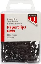 Paperclip quantore 28mm zwart 100 stuks | Blister a 100 stuk | 10 stuks