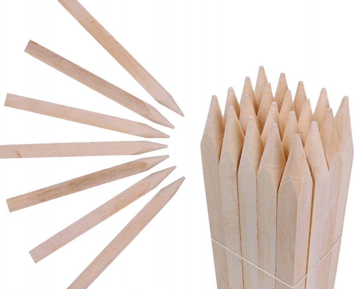 Bol.com Vierkante houten palen voor je schutting/tuin - 50 stuks van 40 cm | hardhouten palen plantenstaven geslepen en vierkant... aanbieding