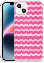 Foto hoesje Geschikt voor iPhone 14 Plus Smartphone hoesje met doorzichtige rand Waves Pink