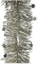 2x Kerst zilver folieslinger met sterren 270 cm