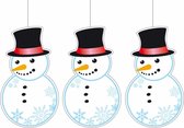 3x Décorations à suspendre de Noël bonhomme de neige 41 x 25 cm - Décorations sur le thème de l'hiver