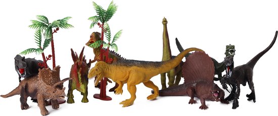 Dinosaurus Avonturen Speelset: 9 Dinosaurussen, 2 Speelbomen & Speelmat - Compleet Speelgoed Pakket! - Merkloos