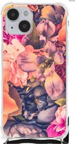 Silicone Case Geschikt voor iPhone 14 Plus Smartphone hoesje met doorzichtige rand Bloemen Boeket