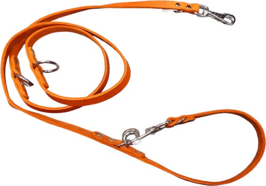 K9 World by van der Veeke, verstelbare hondenriem, oranje leer