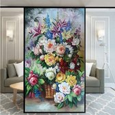Raamfolie bloemen - mand met bloemen - 60 x 120 cm