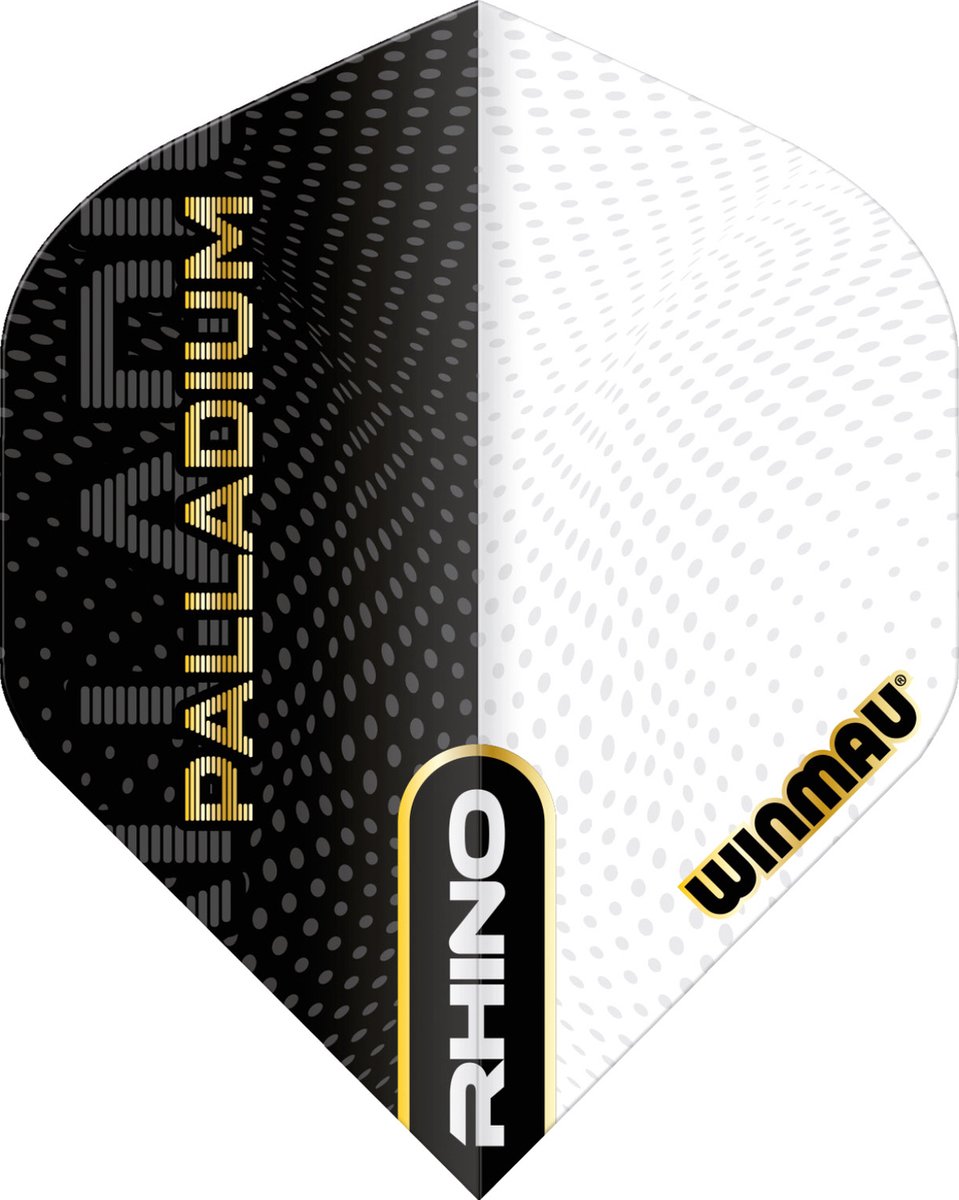 WINMAU - Rhino Palladium Zwart en Wit Extra Dik Dartvluchten - 1 set per pakket (3 vluchten in totaal)