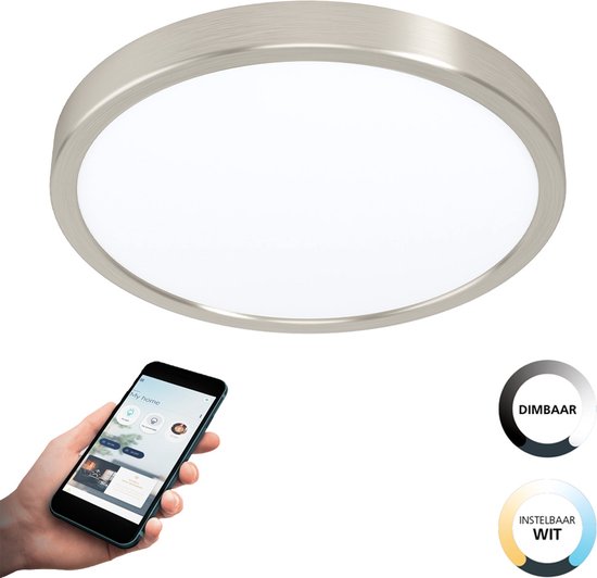 EGLO connect.z Fueva-Z Smart Opbouwlamp - Ø 28,5 cm - Grijs/Wit - Instelbaar wit licht - Dimbaar - Zigbee