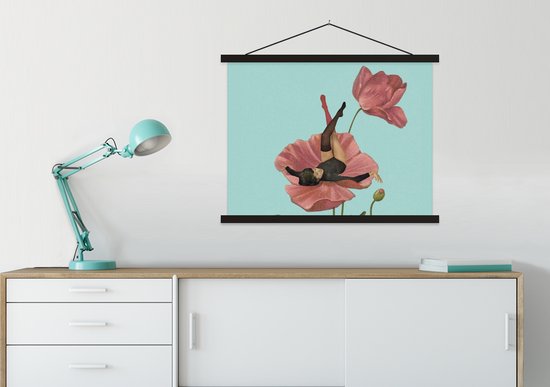 Porte-affiche avec affiche - Affiche scolaire - Rêves - Vintage - Femme - 60x45 cm - Lattes noires