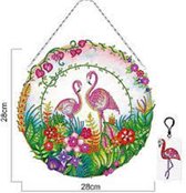 Diamond painting krans - Wall hanging - met extra sleutelhanger - Flamingo 's