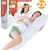 Ergonomisch Lichaamskussen (Set van 2) Zwangerschapskussen - body pillow - Voedingskussen - Kniekussen - Body Pillow met afneembare hoes - Dubbel Gestikte Randen