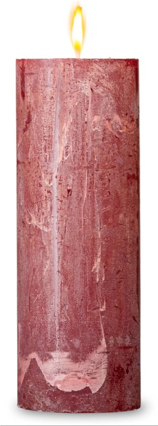 Blokker rustieke cilinderkaars - rood - 7x19 cm