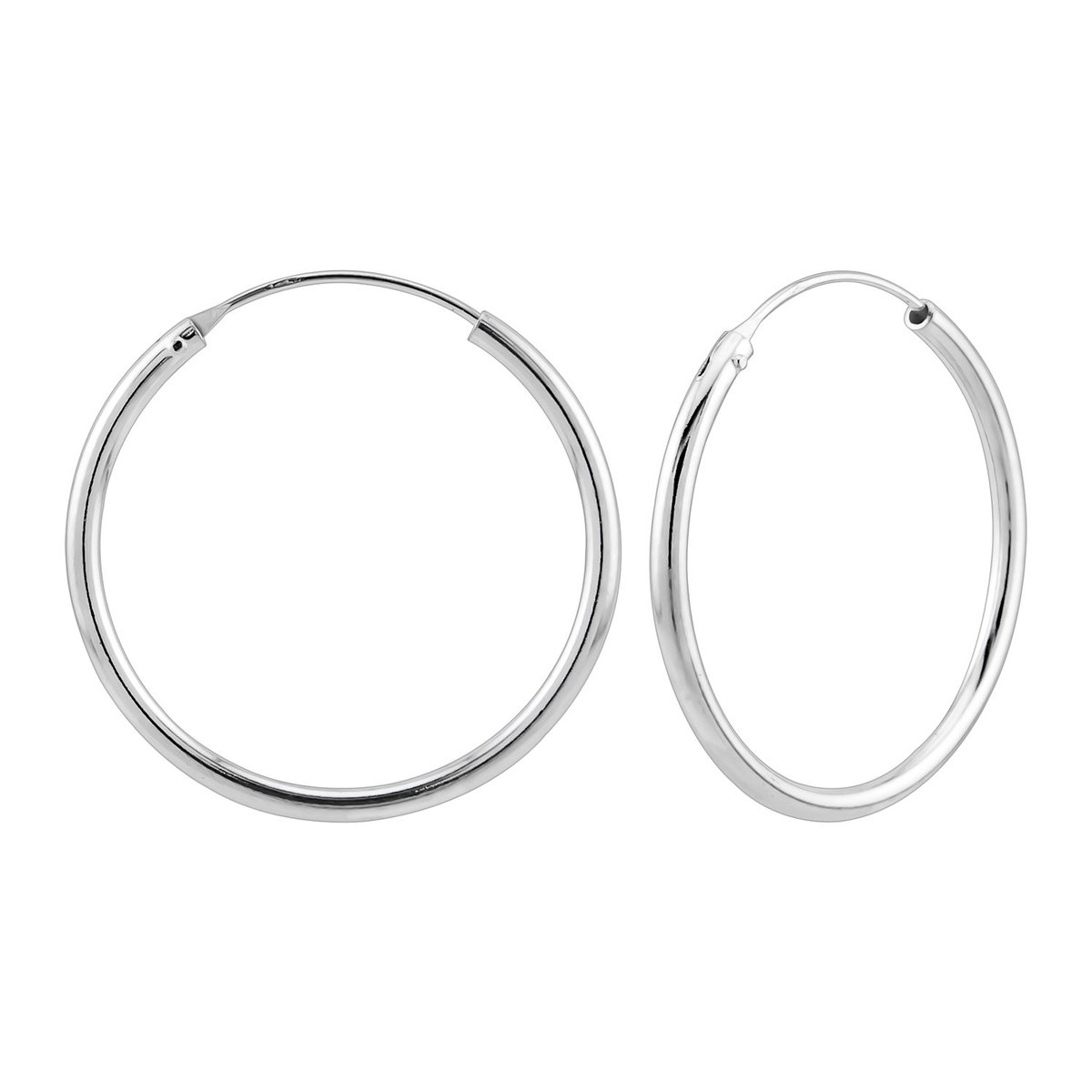 Zilveren oorbellen | Oorringen | Zilveren oorringen, 30 mm plain