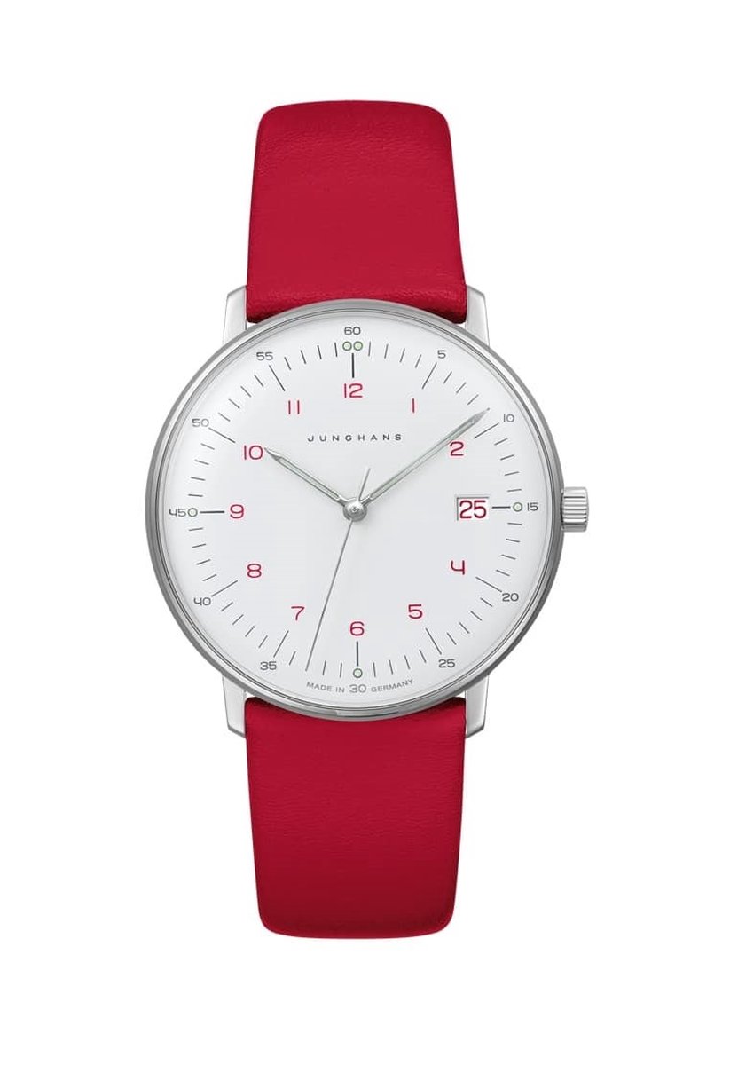 Junghans - Max Bill - dames - horloge - quartz - rood - luxe - cadeautip