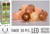 Bol.com Decoratieslinger Verlicht LED met 20 katoenen ballen op batterijen met timer (excl. 3x AA batterij) aanbieding