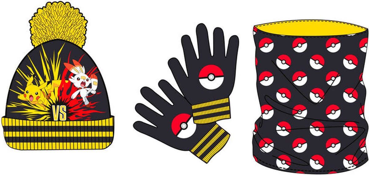 Pokemon snood, hat and gloves set