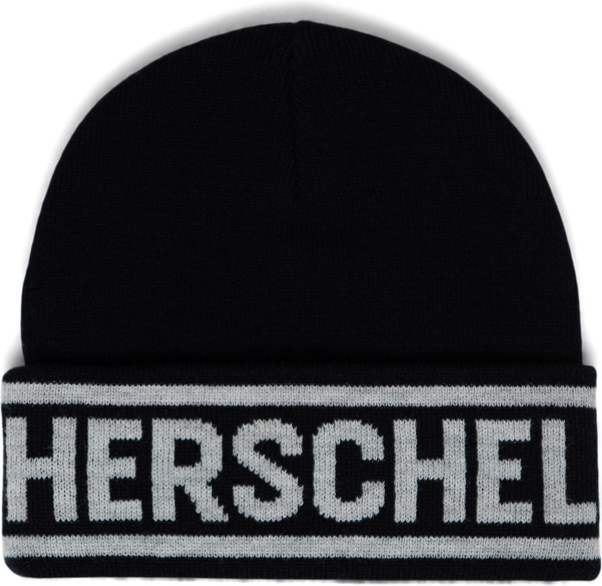 Elmer - Herschel Logo Black/Heather Light Grey / Unisex beanie - muts / Beperkte Levenslange Garantie / Zwart