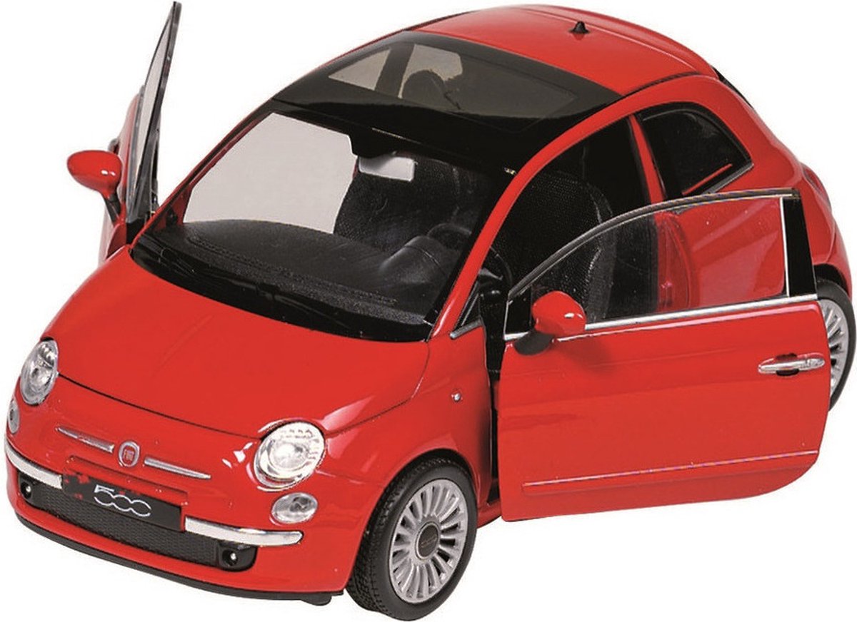 Goki - Modelauto - Fiat 500 2007 schaal 1:24 - rood - 14 x 7 x 7 cm