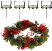 Cepawa Kaarsenhouders/waxinelichthouders - 4 stuks - zilver voor in een kerststukje
