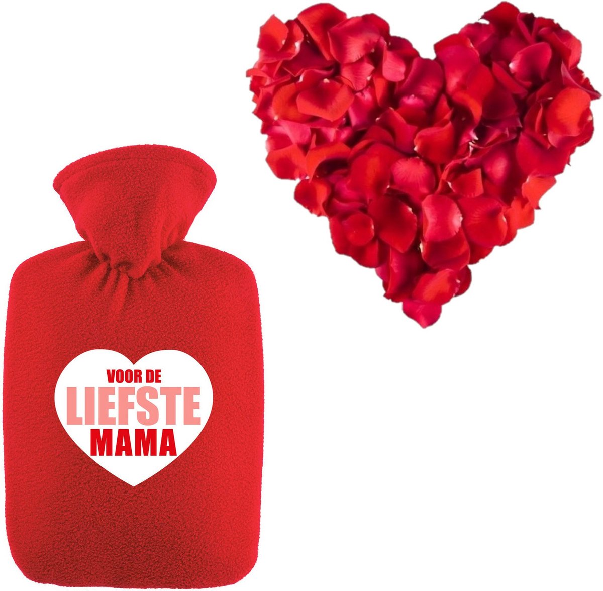 Goedkoopste Bellatio Design Warmwaterkruik - liefste mama - rood - 2 liter - rozenblaadjes