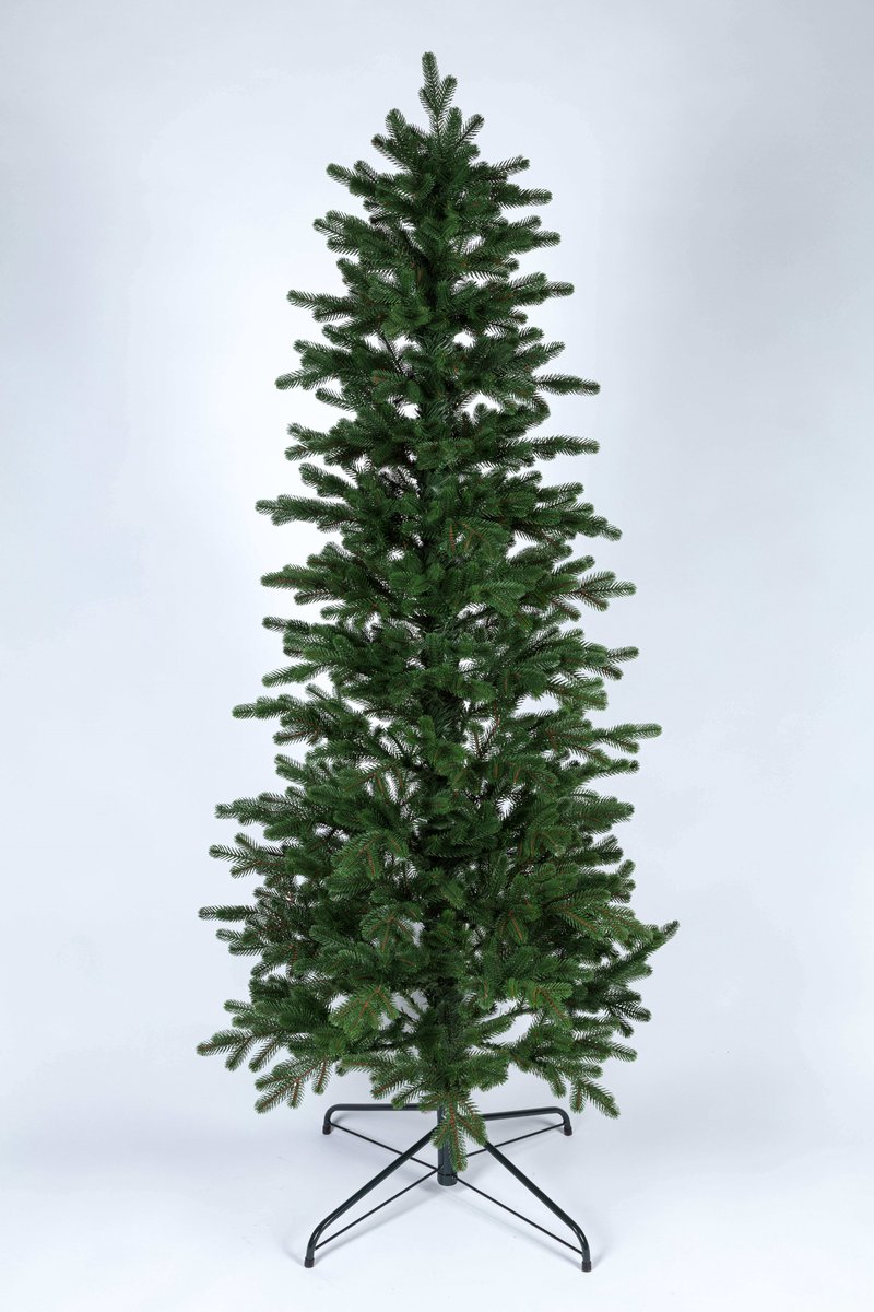 Christmastrees4all - Smalle Kunstkerstboom de luxe Groen 100% Full PE Kunststof takken (spuittechniek) super realistisch en extra vol - Diameter 85cm - Hoogte 180cm