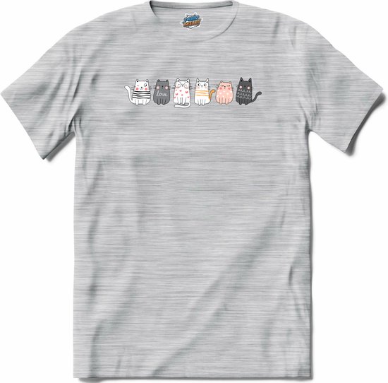 Katten vrienden - T-Shirt - Meisjes - Donker Grijs - Gemêleerd - Maat 12 jaar