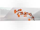 WallClassics - Feuille de Mousse PVC - Feuilles d' Oranje sur Branche pour Montagnes - 90x30 cm Photo sur Feuille de Mousse PVC