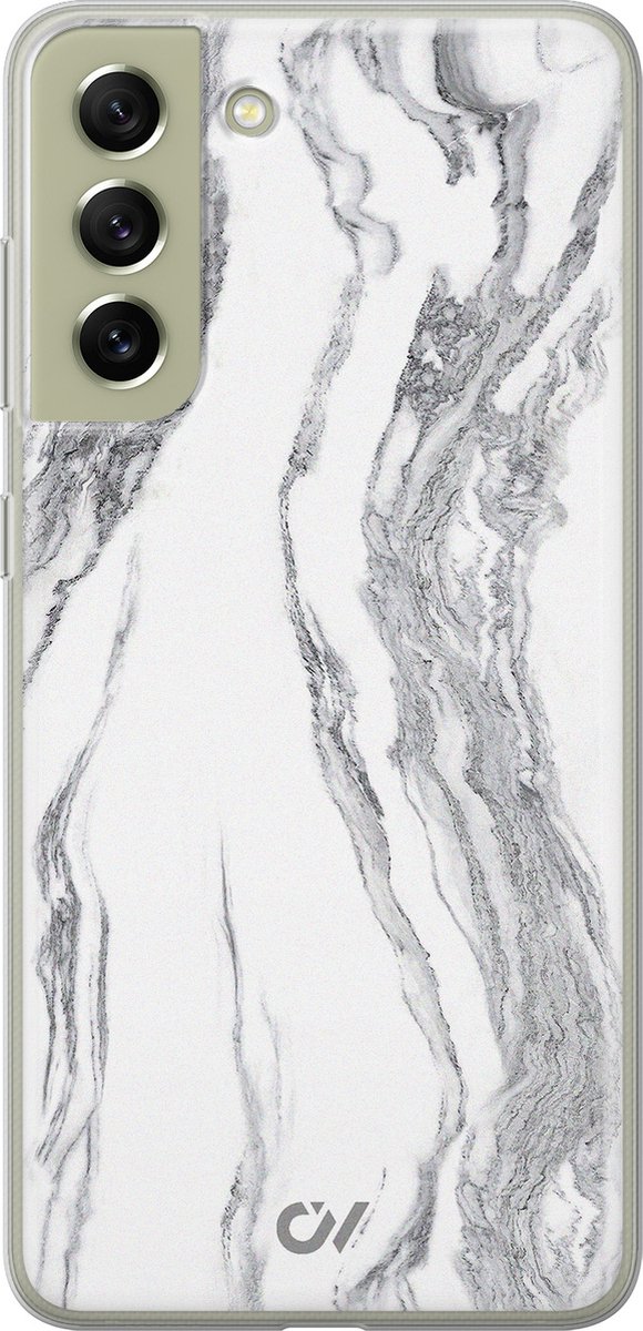 Hoesje geschikt voor Samsung Galaxy S21 FE hoesje - Marble Ivory - - Grijs - - Casevibes