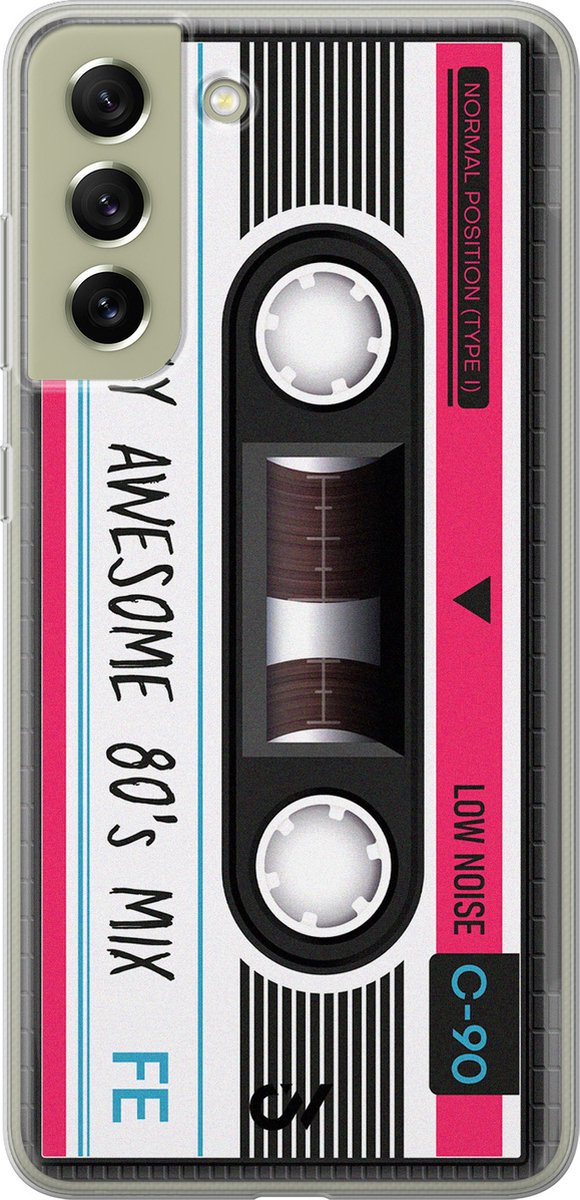 Hoesje geschikt voor Samsung Galaxy S21 FE hoesje - Cassette - - Zwart - - Casevibes
