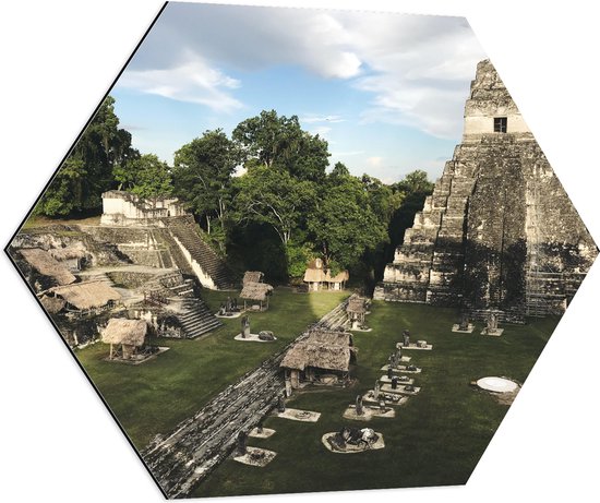 WallClassics - Dibond Hexagon - Pyramide du Grand Jaguar - Guatemala - 80x69,6 cm Photo sur Hexagone (Avec Système d'accrochage)
