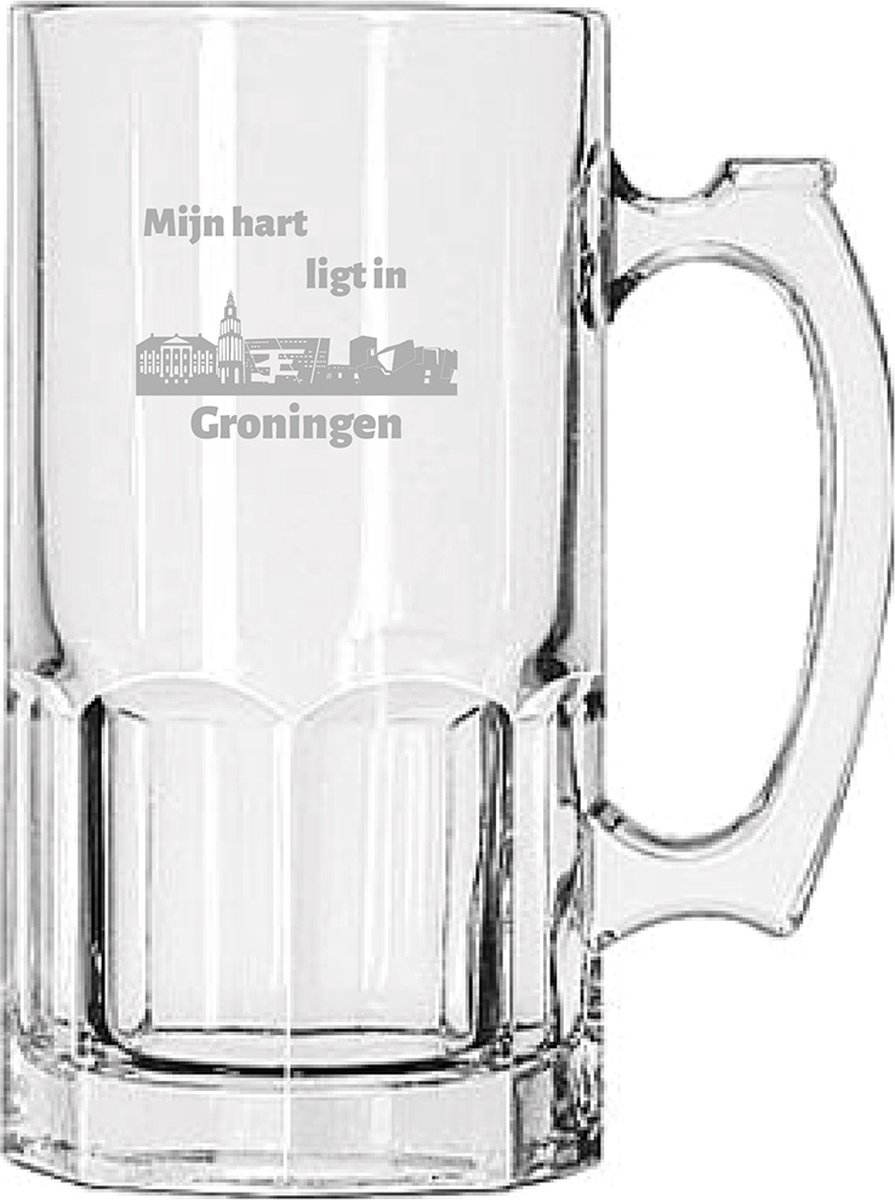 Gegraveerde Bierpul 1ltr Groningen