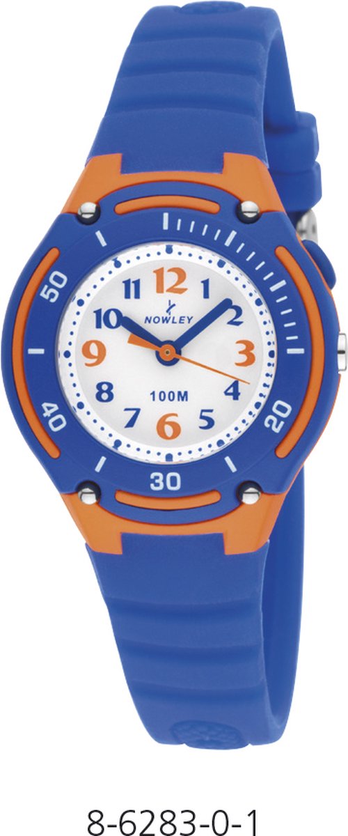 Nowley 8-6283-0-1 analoog horloge 30 mm 100 meter blauw/ oranje