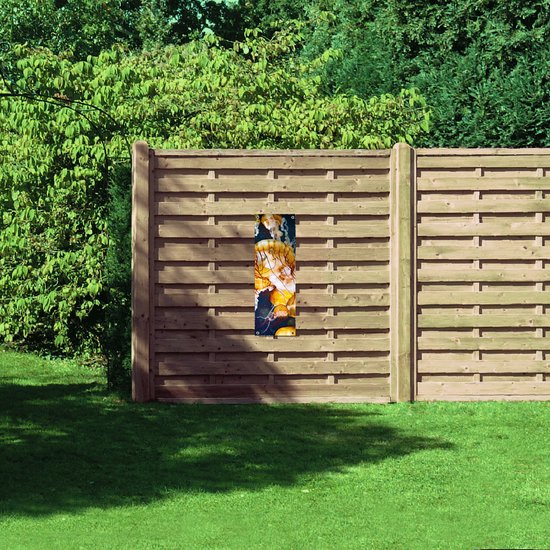 WallClassics - Poster de Jardin - Méduse Jaune dans la Mer - 30x90 cm Photo sur Poster de Jardin (décoration murale pour l'extérieur et l'intérieur)