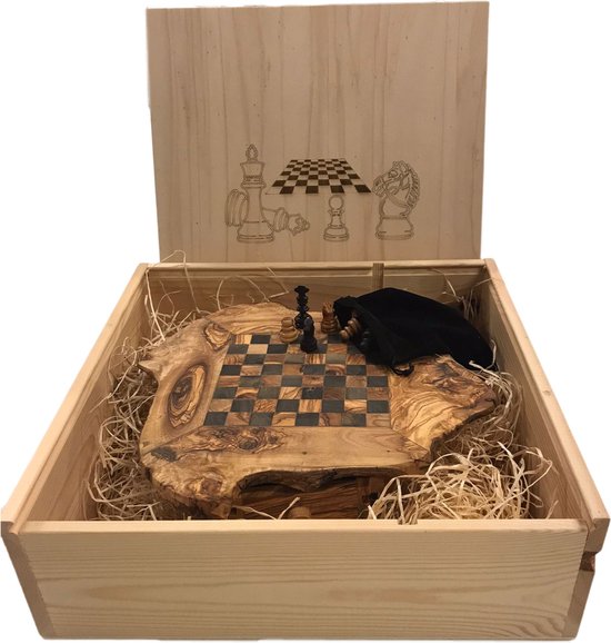 Afbeelding van het spel Schaakbord met Geschenkverpakking - Olijfhout