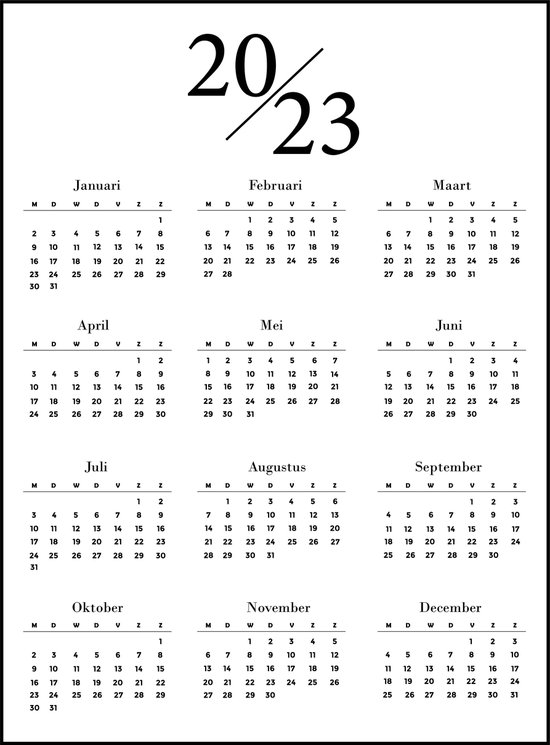 Poster Jaarkalender 2023 Jaarplanner Verjaardagskalender Kalender
