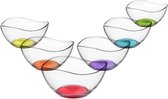 LAV Vira 6-delige glazen schotelset met gekleurde bases, gerechten, glazen schaal, dessertkom, gekleurde glazen kom, starterglazen glazen glazen 310ml