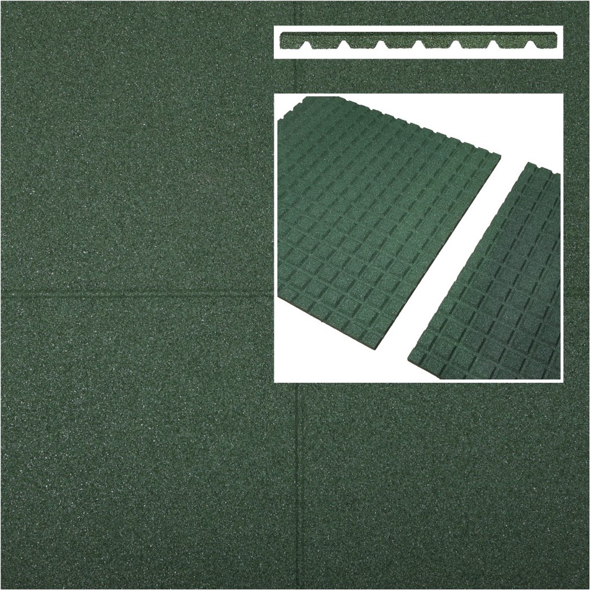Rubberen tegels groen 500x500x45mm prijs per m2