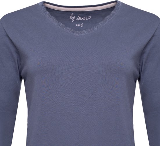 Litherday Dames Pyjama Sets Katoen Lange Mouwen Dames Pjs Loungewear Slaapkleding 2 Stuks Zachte Nachtkleding Top en Geruite Broek met Zak, Donkerblauw, XL
