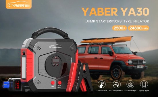 Yaber Jumpstarter - Démarreur auxiliaire - Banque d'alimentation -  Éclairage de
