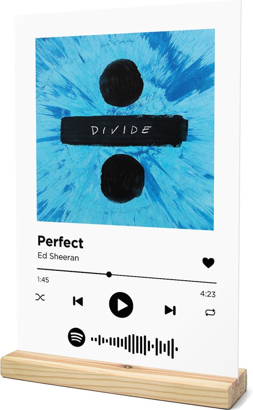 Songr Spotify Muziek Bordje Perfect Ed Sheeran 20x30 Wit Dibond Aluminium