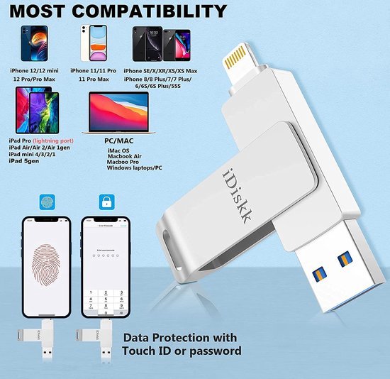 Clé USB C 512 Go de Mémoire Stick Extension pour iPhone Photo