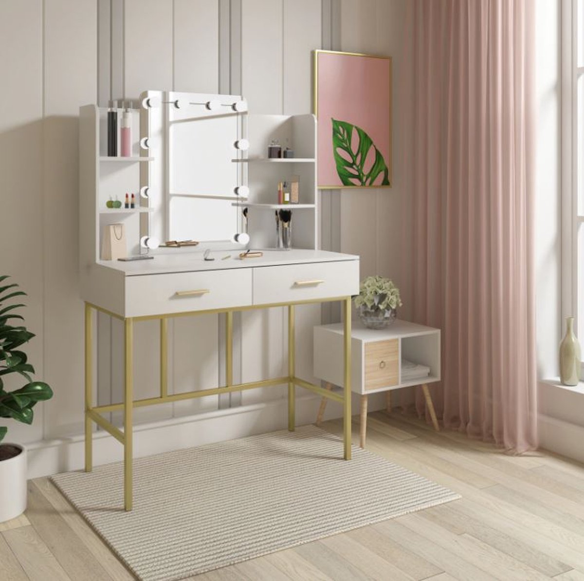 WOLTU MB6059ws Makeup Table with Mirror,Dressing Table WOLTU MB6059ws Makeup Table with Mirror,Dressing Table