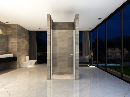 Douche Porte tournante 77-81x1900mm Nano (anti-calcaire) Revêtement 6mm Verre de sécurité Facile à nettoyer