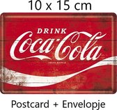 Coca Cola Metalen Postkaart 10 x 15 cm - leuk om te verzenden