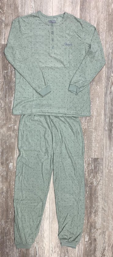 Dames pyjama badstof 631361 groen maat XXL