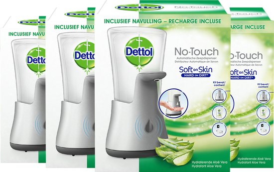 Dettol No-Touch - 4 x Distributeur automatique de savon argent avec  recharge d'aloe... | bol.com