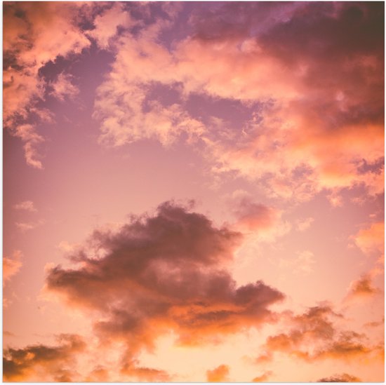 WallClassics - Poster Glanzend – Pastelkleurige Wolken - 50x50 cm Foto op Posterpapier met Glanzende Afwerking