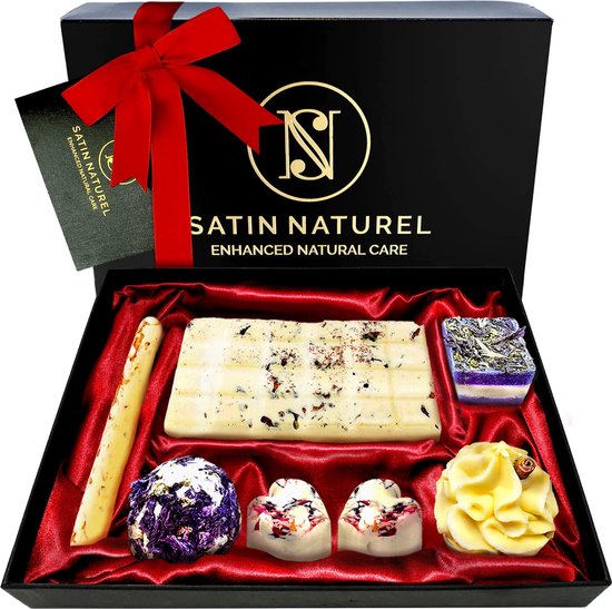 Satin Naturel Biologische Badbommen Oasis of Senses - Badbruisballen - Badzeep- Cadeau- Geschenkset Doos - huidverzorging geschenksets, 7 stuks- Satin Naturel Biologische Badbommen Oasis of Senses - Badbruisballen - Badzeep- Cadeau- Geschenkset Doos - huidverzorging geschenksets, 7 stuks-